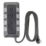 12‑Outlet Surge‑Protected Power Strip 8Ft Braided Cord Multi‑Sided Sockets Flat Plug