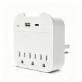 Wall‑Mount Outlet Extender 3 AC Outlets USB‑A USB‑C Power Strip