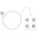 3‑Outlet Surge‑Protected Power Strip 4Ft Braided Cord USB‑A USB‑C 12W Flat Plug